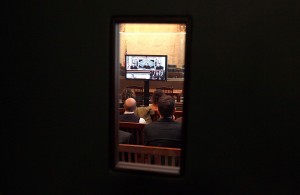 Reporters watch a telecast of the Prop. 8 trial.