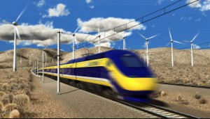A drawing of high-speed rail going through Central Valley courtesy of the California High-Speed Rail Authority.