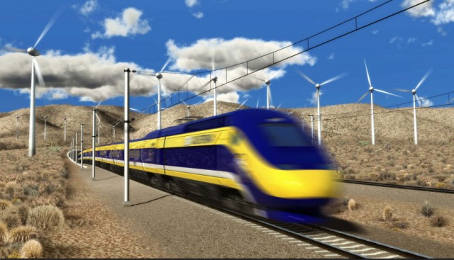 Artist's conception of California bullet train. (California High-Speed Rail Authority)