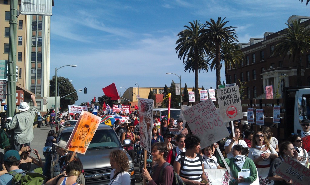 About 3,000 protesters march on International Boulevard.