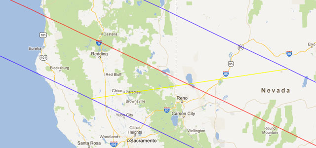 map of the annular eclipse path