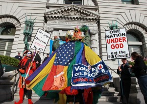 Protesters on both sides closely watched the 9th Circuit U.S. Court of Appeals decision on Proposition 8.