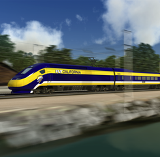 An artist's rendition of the bullet train planned to connect San Francisco with Los Angeles. (California High-Speed Rail Authority)
