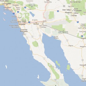 If you start from the south, you can see how Spaniards might presume the Gulf of California was no gulf, but stretched on indefinitely. Or at least to Oregon. (Credit: Google)