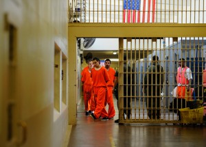 Inmates at Chino State Prison. (Kevork Djansezian/Getty Images)