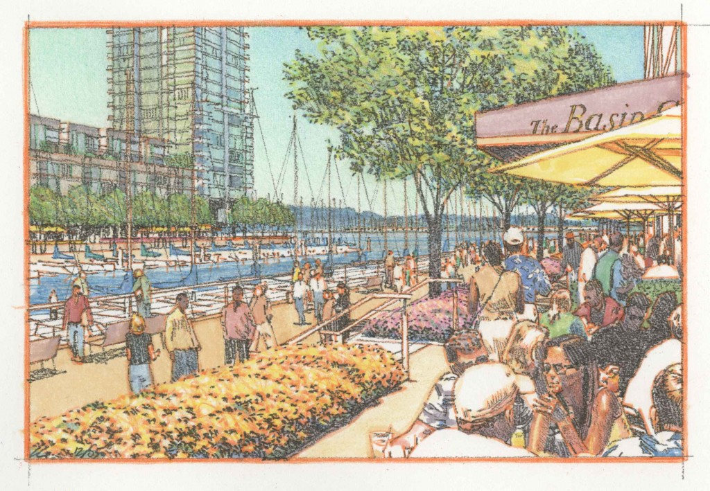 An artist's conception of street scenes in the completed project. (Signature Development Group)