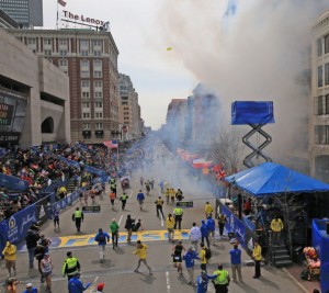 The scene of the explosions at the Boston Marathon. (David L. Ryan/The Boston Globe via Getty Images)