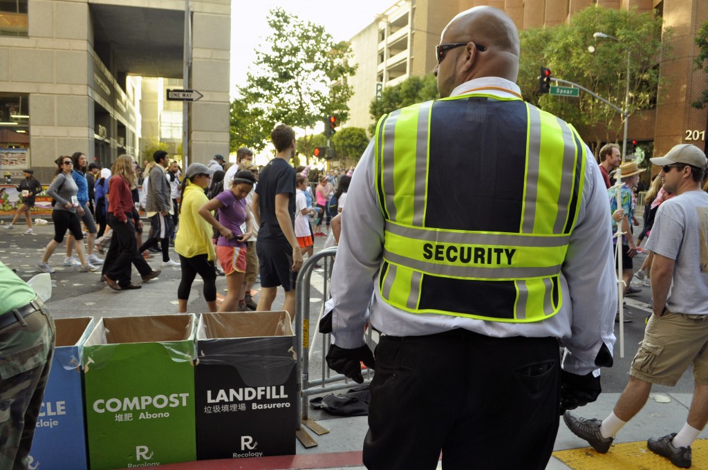 Security staff kept a watchful eye over the racers. (Lauren Benichou/KQED)
