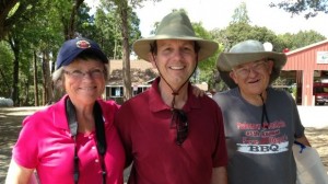 Left to right: Rosemary Johnston, Rick Barclay, Bob Hillestad wear sun hats and sun screen on a regular basis to volunteer at Palomar Mountain State Park in San Diego County.