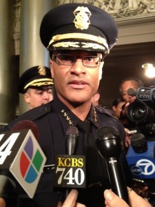 File photo, Oakland Police Chief Howard Jordan spoke at a press conference. (Mina Kim/KQED)