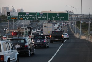 Traffic to the Bay Bridge began backing up around 6:30 a.m. Monday. (Deborah Svoboda/KQED)