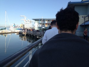 As the morning goes on, the ferry lines grow. (Matthew Williams/KQED)