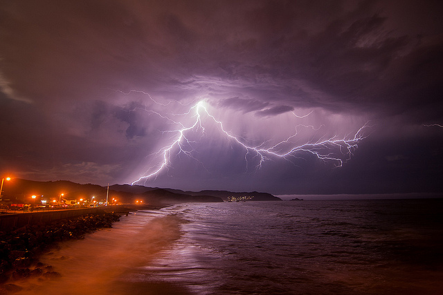 A spectacular show of lightning surprised area photographers Monday night. <a href="http://www.flickr.com/photos/konvo/9550487345/">(Konvolinka Photography/Flickr)</a>