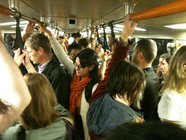 The Berkeley BART commute around 8 a.m. (Lisa Aliferis / KQED)