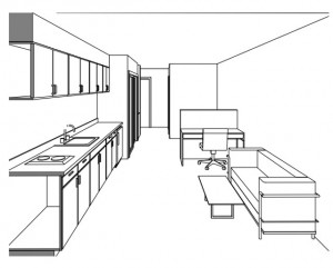 A sectional perspective into one of the two proposed unit types. Image: Lowney Architecture