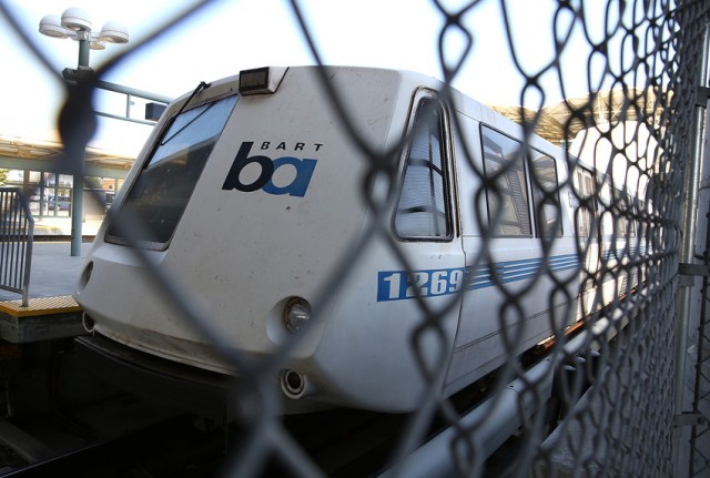 A BART train idled during strike in early July. (Justin Sullivan/Getty Images)
