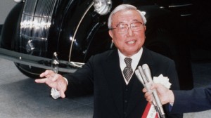 Toyota President and Chairman Eiji Toyota at the opening of the Toyota company museum in 1989. (Getty Images/AFP)
