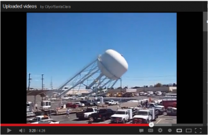 Screen capture of YouTube video showing demolition of Santa Clara's Walsh Avenue water tank. 