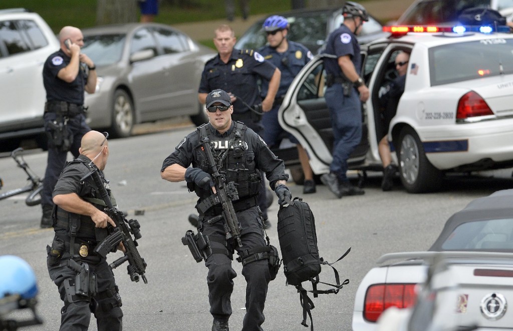 Police responding to scene of car chase that ended near the Capitol in Washington, D.C. (Jewel Samad/AFP-Getty Images)