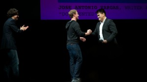 Mark Zuckerberg spoke before the showing of a documentary, "Documented." He has been a public advocate of immigration reform. (Monica Lam/KQED)