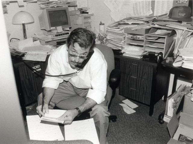 Raul Ramirez in his office at KQED. (Courtesy Peter Borg)