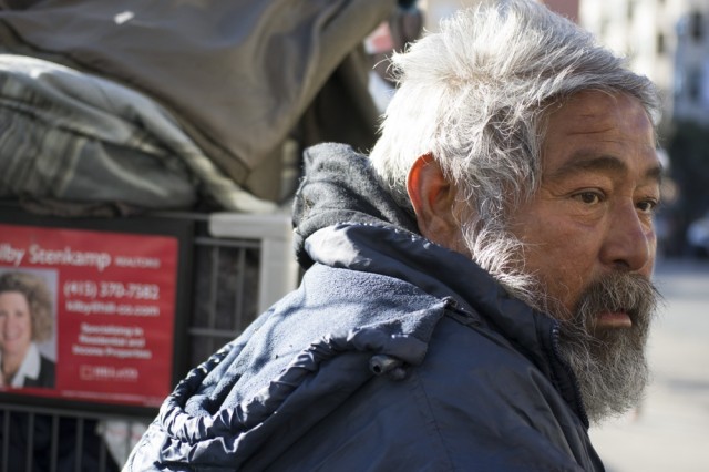 Mauricio Solies lives on the street and faces the freezing temperatures at night: "We need blankets. That's the most important thing. And love."   (Sara Bloomberg/KQED)