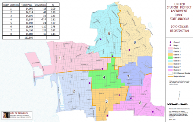 An intern in Councilman Kriss Worthington’s office created an alternate vision of a student district that adds Foothill, Bowles, Stern, I-House and 11 co-ops. (City of Berkeley)