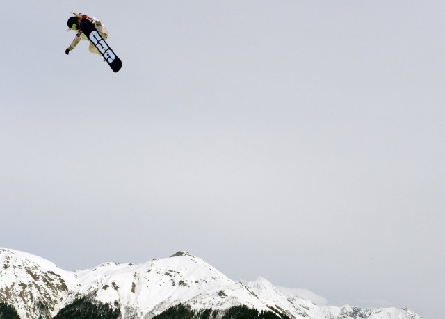South Lake Tahoe's Jamie Anderson soars from a jump during her gold-medal run in women's snowboard slopestyle at the Sochi Olympics. (Franck Fife AFP-Getty Images)