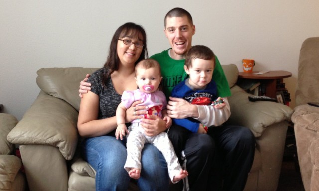 Timothy and Tiffanie Keighran with daughter Leilani and son TJ. (Cy Musiker/KQED)