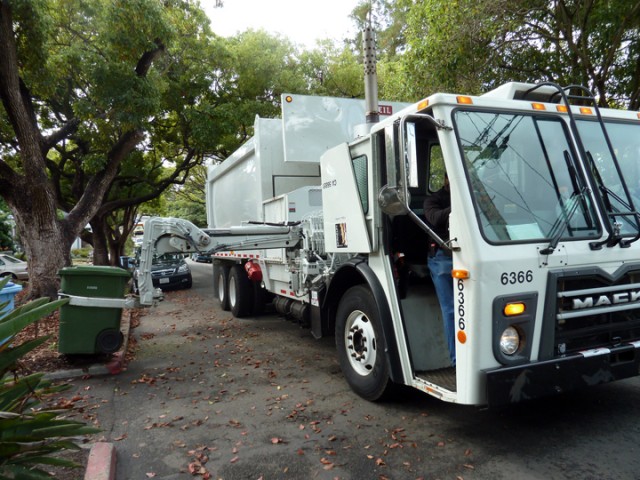 Berkeley began using automated single-operator garbage trucks as a cost-saving measure in late 2012. (City of Berkeley)