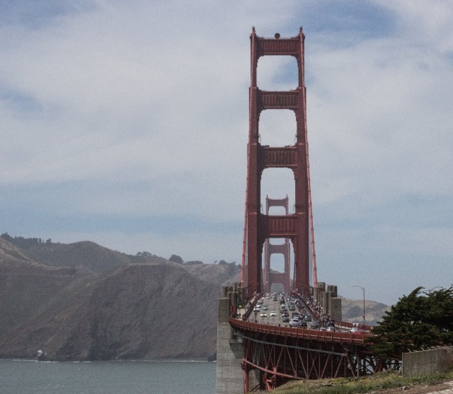 The Golden Gate Bridge from Battery Godfrey in San Francisco's Presidio. (Dan Brekke/KQED)