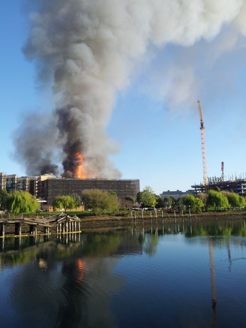 Fourth and China Basin fire. (Mark Andrew Boyer/KQED)