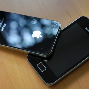 An iPhone and Samsung phone seen side by side (Damien Meyer/AFP/Getty Images)