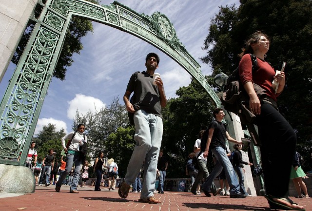 Students at UC Berkeley's Sather Gate. (Justin Sullivan/Getty Images)
