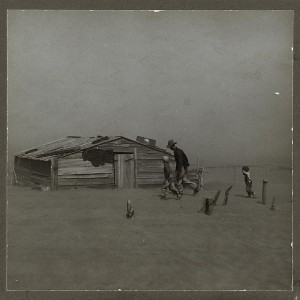 Farmer and sons during dust storm in Cimarron County, Oklahoma, in April 1936 (Library of Congress/Arthur Rothstein)