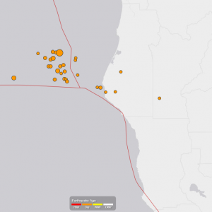 U.S. Geological Survey map showing location of Sunday night earthquake and aftershocks. 