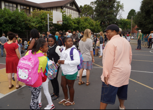 First day of school at John Muir Elementary: BUSD now requires three proofs of residency from families entering the district. (Mark Coplan/BUSD)