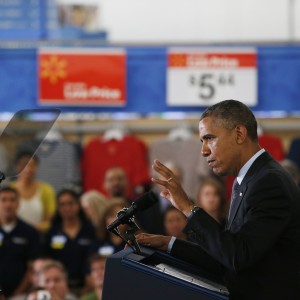 President Obama speaks about energy programs at Mountain View Wal-Mart store on Friday. (Stephen Lam/Getty Images)