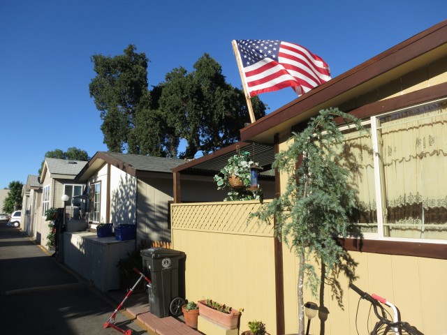 The Buena Vista Mobile Home Park in Palo Alto, whose owners want to sell to developers of luxury housing. (Francesca Segre/KQED)