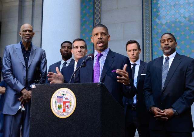 Los Angeles Mayor Eric Garcetti, Sacramento Mayor Kevin Johnson And NBA Players Press Conference
