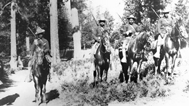In 1899, Buffalo Soldiers in the 24th Infantry carried out mounted patrol duties in Yosemite.