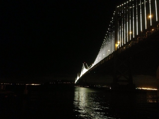 The Bay Bridge, seen from Port of San Francisco property along the Embarcadero. (Patricia Yollin/KQED)