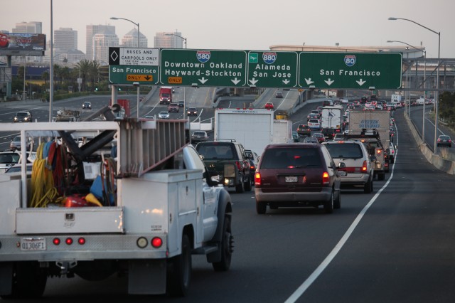 Traffic congestion on westbound Interstate 80 in Emeryville. (Deborah Svoboda/KQED)