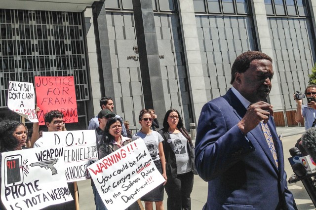 Civil rights lawyer John Burris is asking the U.S. Department of Justice to investigate the Salinas Police Department. (Isabel Angell/KQED)