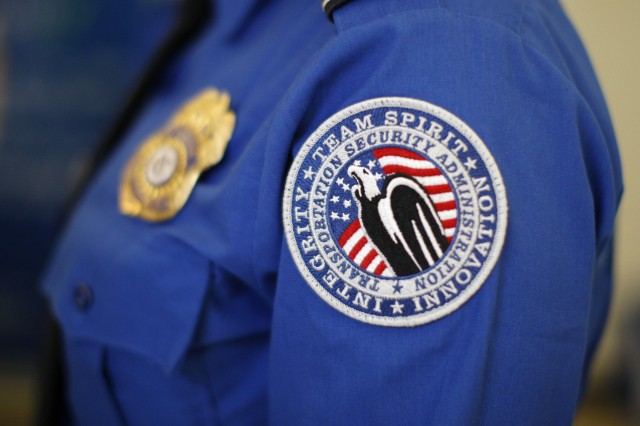 A TSA arm patch is seen at Los Angeles International Airport in February 2014. (David McNew/Getty Images)