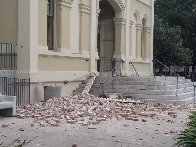 Quake damage to Historic Courthouse, Napa County Superior Court. (Craig Miller/KQED)