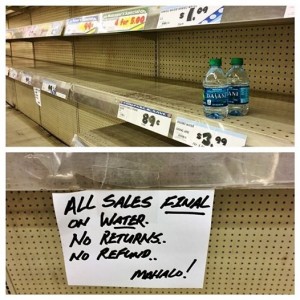 Don Quijote Japanese Market in Honolulu has been cleaned out by hurricane hoarders. (Photo by Molly Solomon)