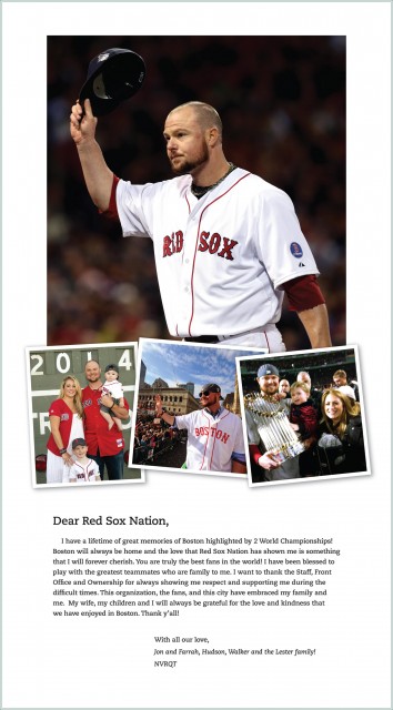 The full-page ad that pitcher Jon Lester bought to thank fans in Boston. 