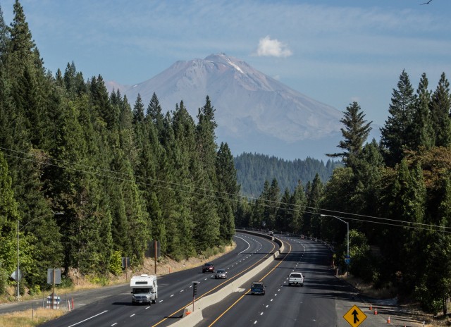 Mount Shasta as it appeared on a hazy day in late August 2014. (Dan Brekke/KQED)