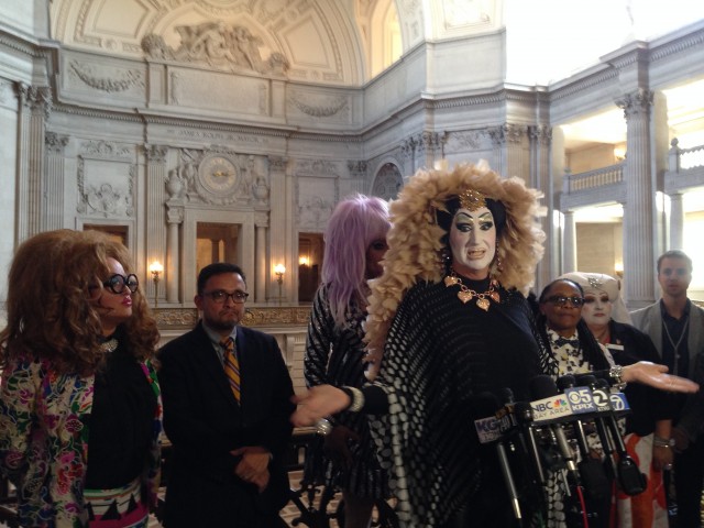 Drag queen Sister Roma says Facebook should change its policy that bans profiles with fake names. (Isabel Angell/KQED)
